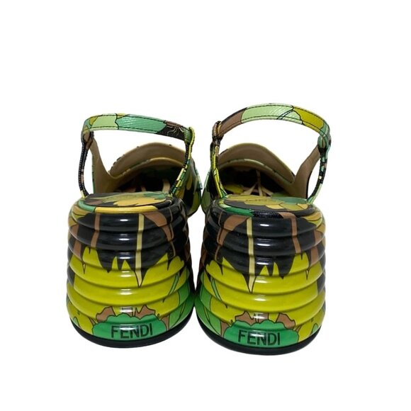 FENDI - Black Yellow Green Multi PVC Women's Sandals 451-072925 - Picture 3 of 6